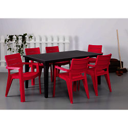 Suntime Ibiza Table & 6 Chairs Set Pink